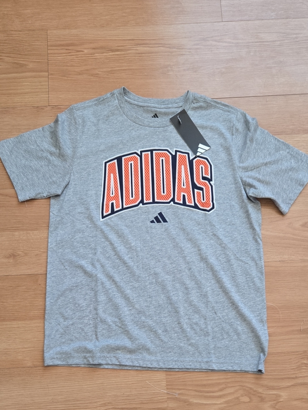 adidas Gray Short-Sleeve Tee with Orange Logo